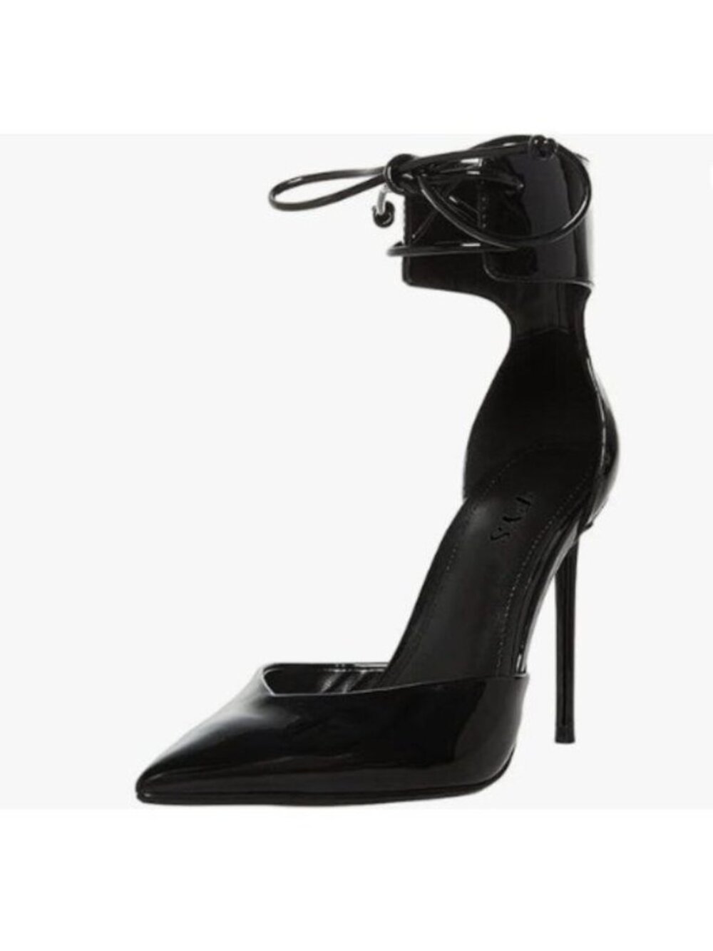 FYS Women Pointed Toe Stiletto Heels Ankle Strap D'Orsay Pumps Lace Up Black